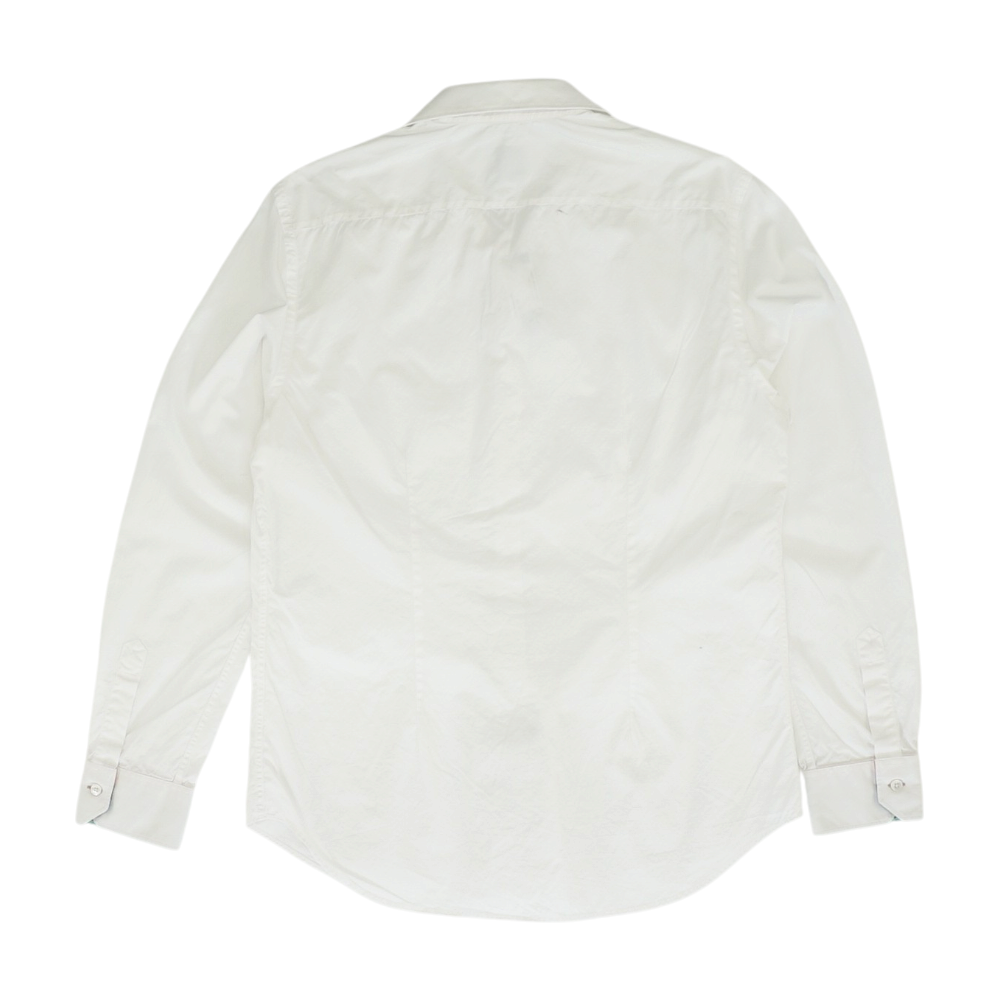 White Solid Long Sleeve Button Down