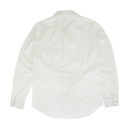 White Solid Long Sleeve Button Down