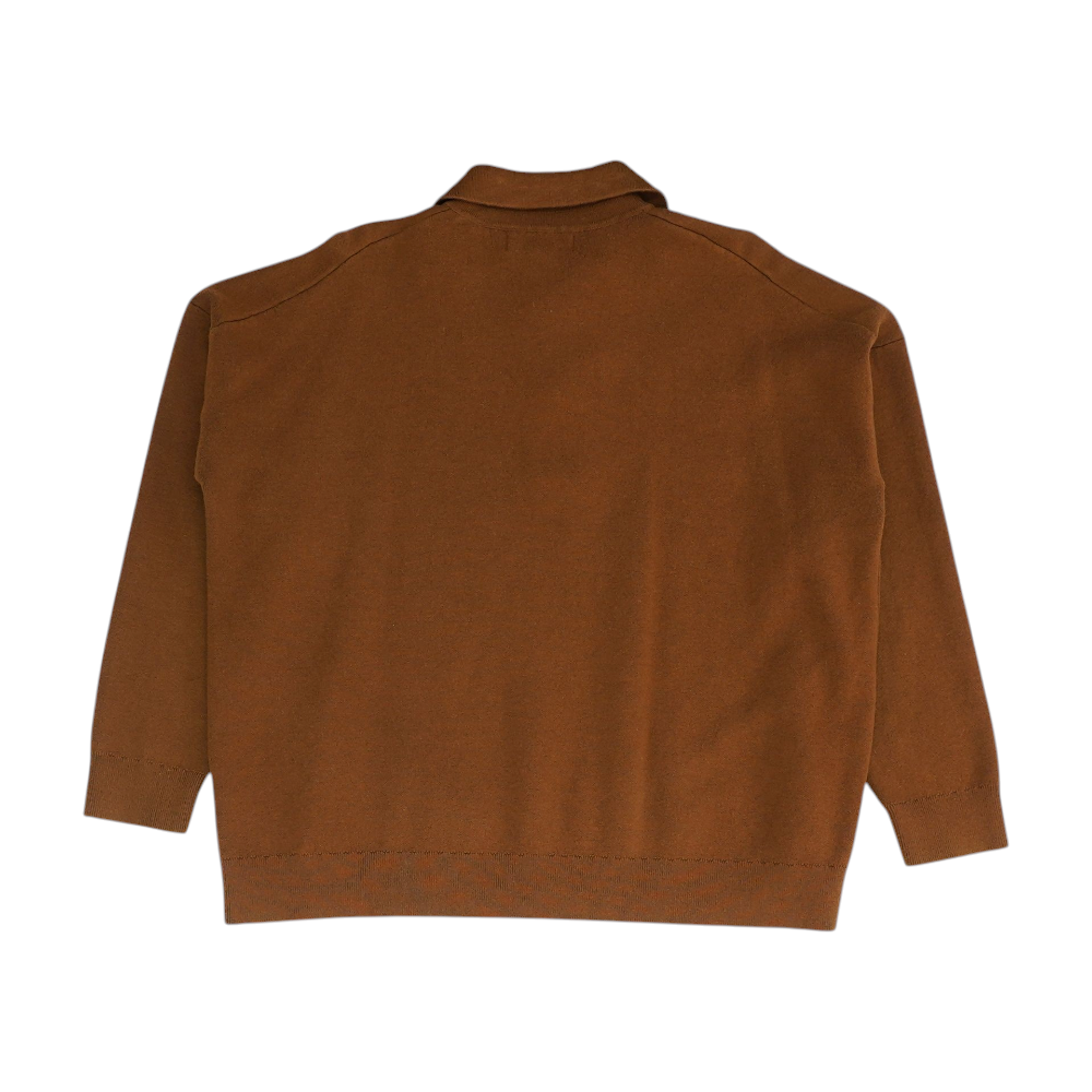 Brown Solid 1/4 Zip Sweater