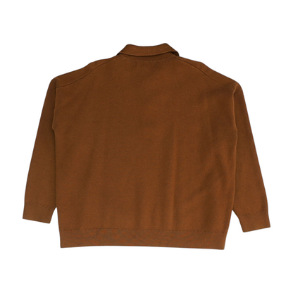Brown Solid 1/4 Zip Sweater