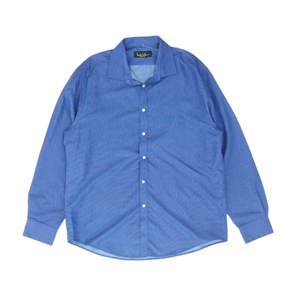 Blue Geometric Long Sleeve Button Down