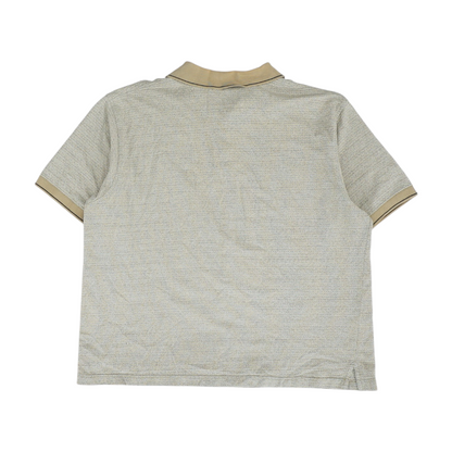 Beige Striped Short Sleeve Polo