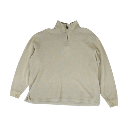 Beige Solid 1/4 Zip Sweater