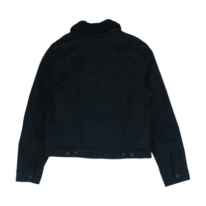Black Solid Denim Jacket