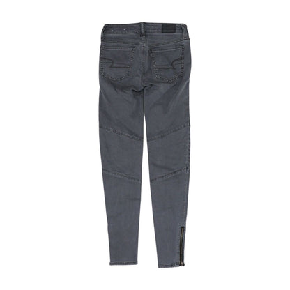 Gray Solid Mid Rise Skinny Leg Jeans