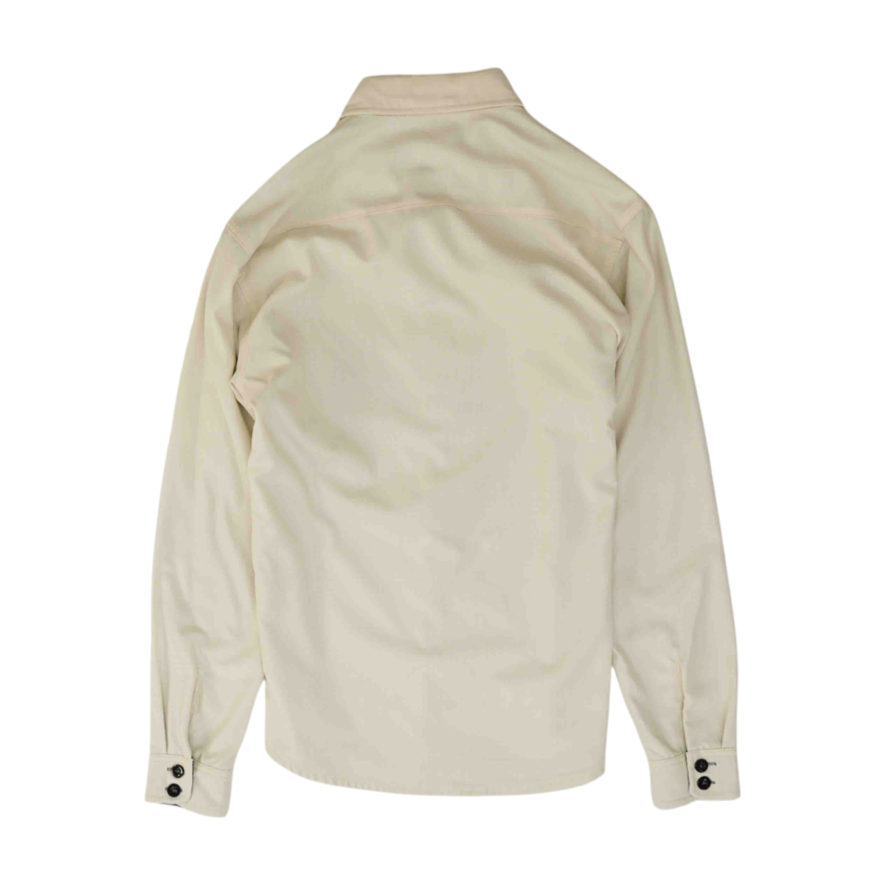 Beige Solid Long Sleeve Button Down