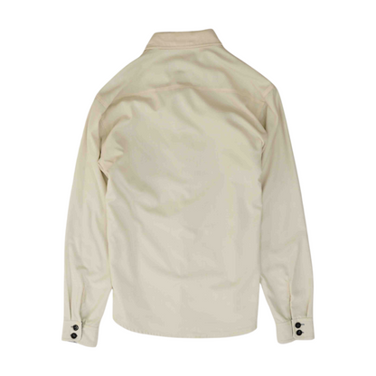 Beige Solid Long Sleeve Button Down