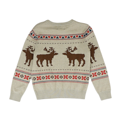 Beige Graphic Pullover Sweater
