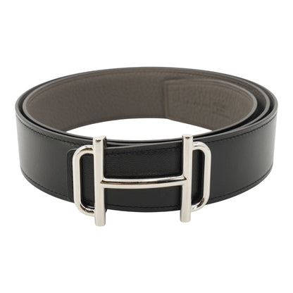 Noir & Etain Royal Belt Buckle & Reversible Leather Strap 38 mm in Box 135 and Togo Calfskin