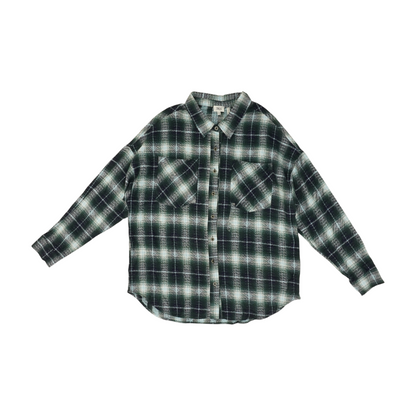Green Plaid Flannel Button Down