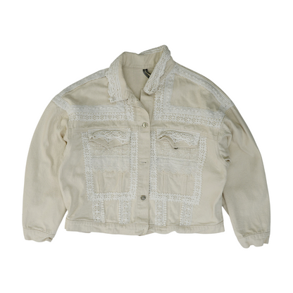 Beige Print Denim Jacket