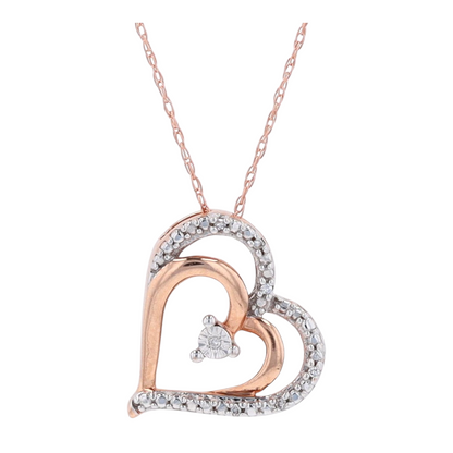 10K Two-Tone Gold Diamond Pendant Necklace