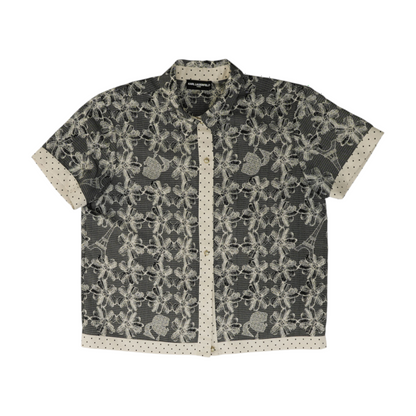 Black Floral Button Down