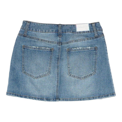 Blue Solid Mini Skirt