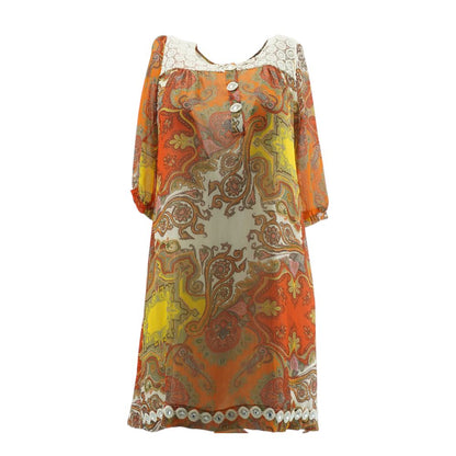 Vintage Orange 1990's-2000's Paisley Dress
