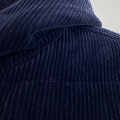 Navy Corduroy Goose Down Hooded Jacket