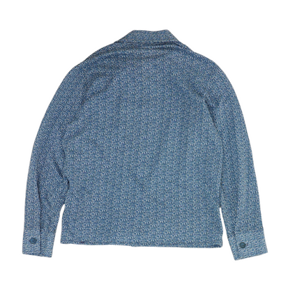 Vintage Blue Abstract Long Sleeve Button Down