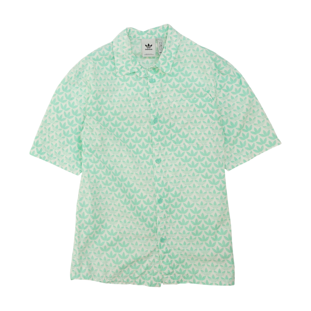 adidas Green Print Short Sleeve Button Down – Image 1