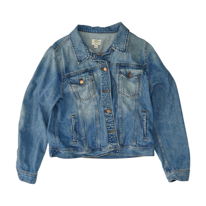 Blue Solid Denim Jacket