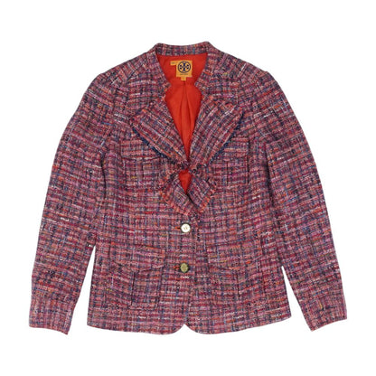 Pink Plaid Cotton Blend Blazer