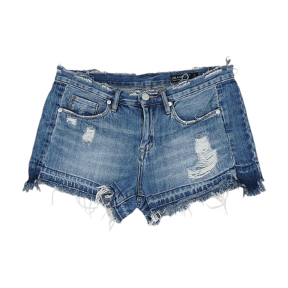 Blue Solid Denim Shorts