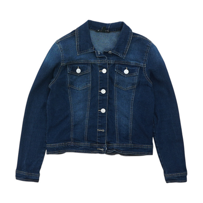 Blue Petite Solid Denim Jacket