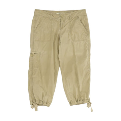 Beige Solid Capri Pants