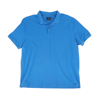 Blue Solid Short Sleeve Polo