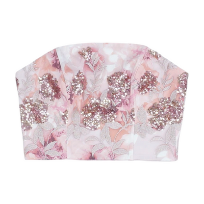 Pink Floral Cropped Blouse