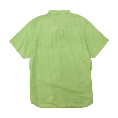 Green Solid Short Sleeve Button Down
