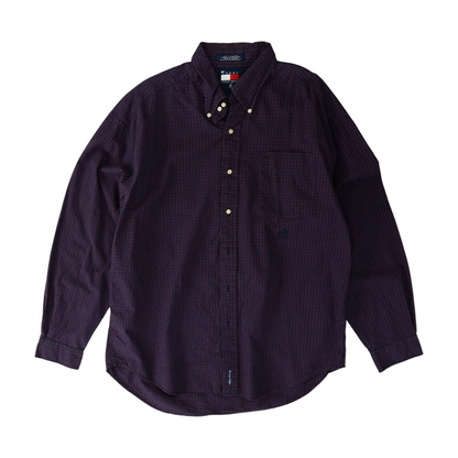 Navy Check Long Sleeve Button Down