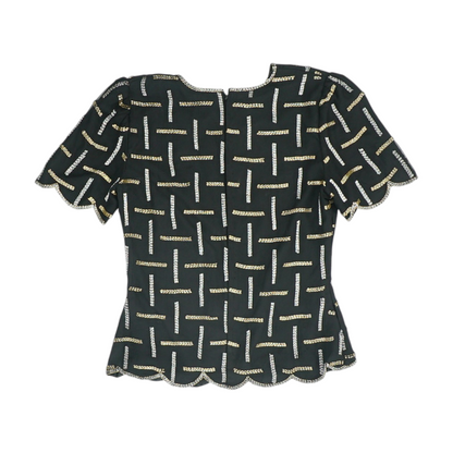 Vintage Black Abstract Blouse