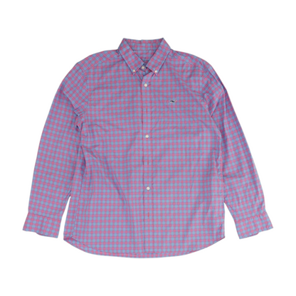 Pink Plaid Long Sleeve Button Down