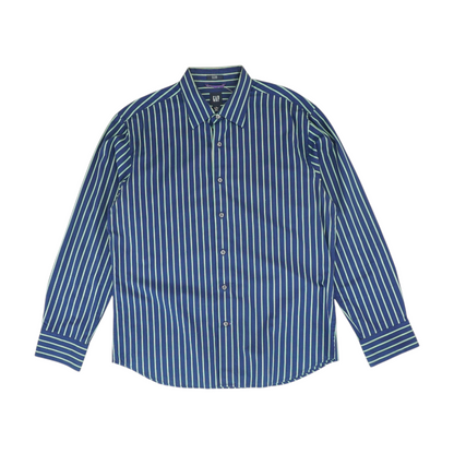 Green Striped Long Sleeve Button Down