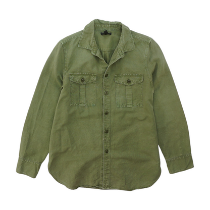 Green Solid Long Sleeve Button Down