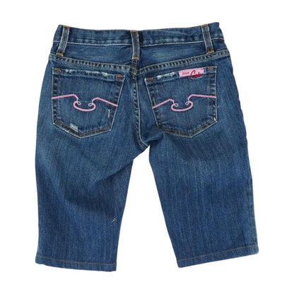 Blue Solid Denim Shorts
