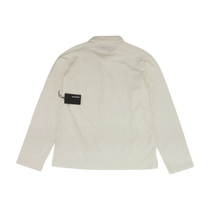 Cream Solid Long Sleeve Polo