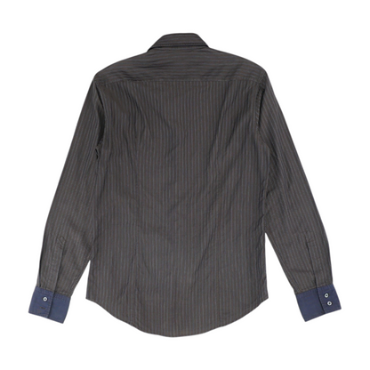 Brown Striped Long Sleeve Button Down