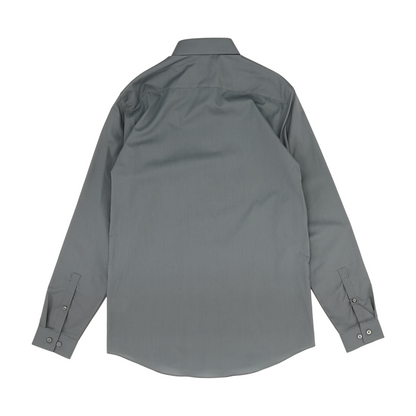 Gray Solid Long Sleeve Button Down