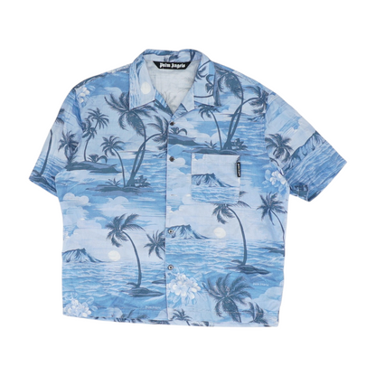 Blue Tropical Short Sleeve Button Down