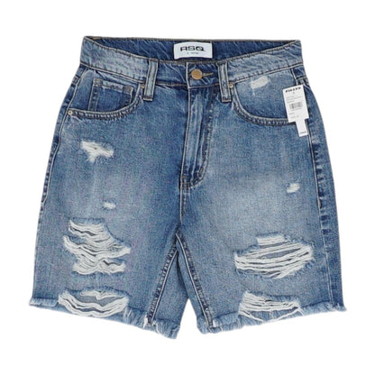 Blue Solid Denim Shorts