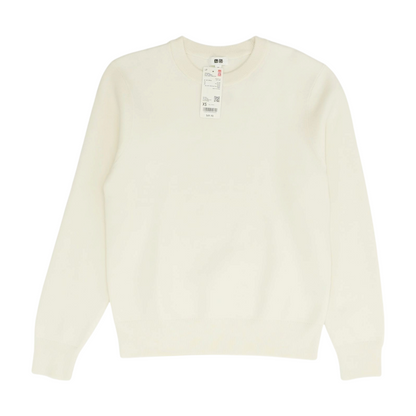 Cream Solid Pullover Sweater