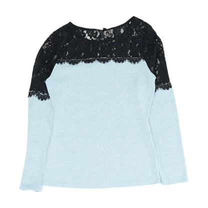 Blue Color Block Knit Top