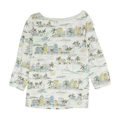 White Petite Graphic Blouse