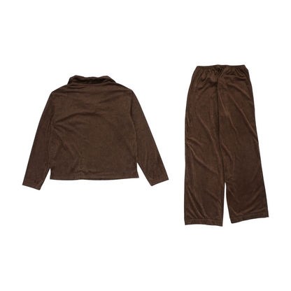 Brown Solid Pant Set