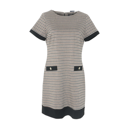 Beige Houndstooth Mini Dress
