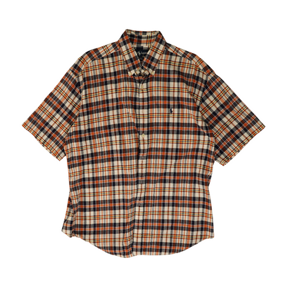 Orange Plaid Short Sleeve Button Down