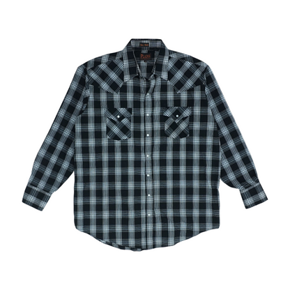 Black Tall Plaid Long Sleeve Button Down