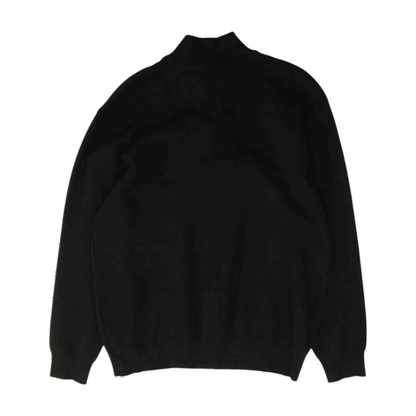 Black Solid 1/4 Zip Sweater