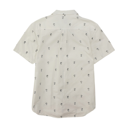 White Print Short Sleeve Button Down